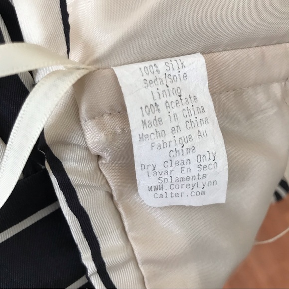 Anthropologie Corey Lynn Calter Dress Black Cream Striped Empire Waist Strapless - Picture 5 of 6